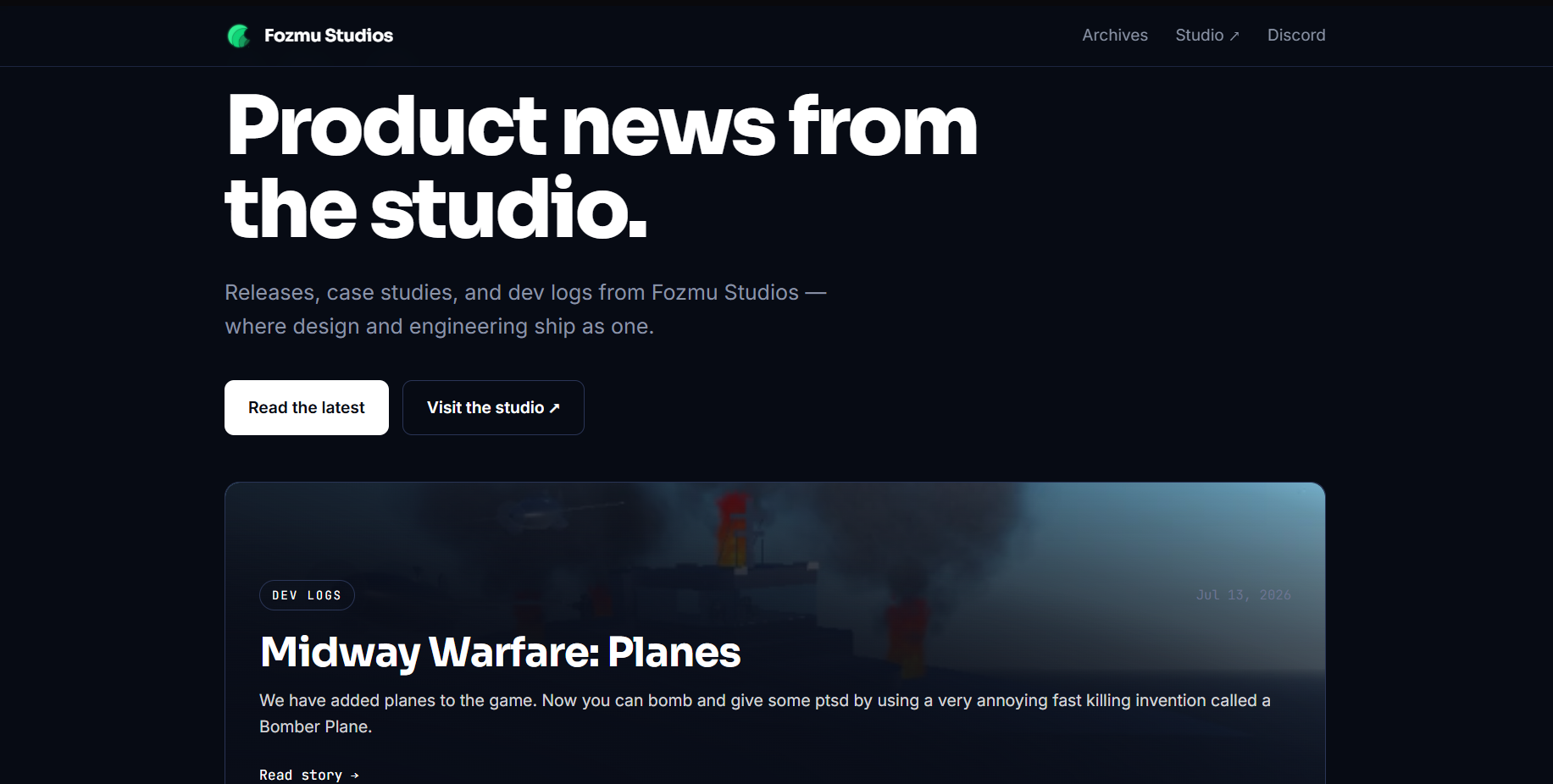 Fozmu Studios blog on fozmu.news
